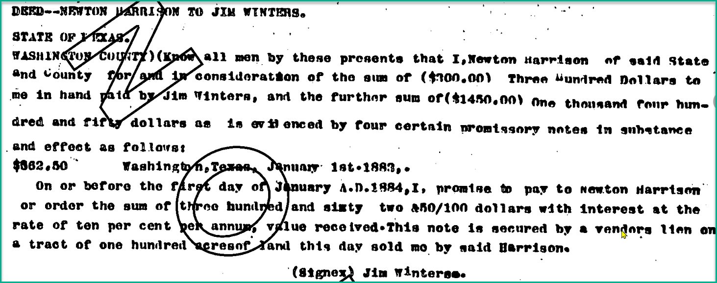 James Winters land Purchase 1